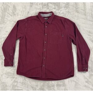 Eddie Bauer Shirt Mens XL Chamois Flannel Shacket Warm Soft Comfort Cozy Maroon
